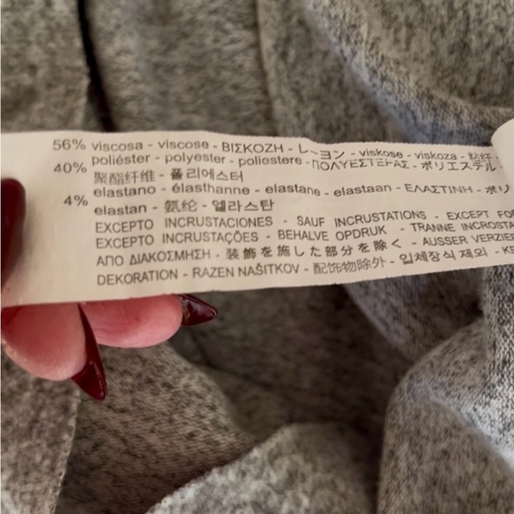 Zara Heather Gray Pearl Studded Short Sleeve Sweater - Picture 8 of 9